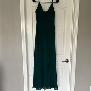 Lulu's Green Spaghetti Strap Maxi Dress for Weddings